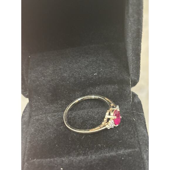 Pink Sapphire Diamond Ring 10k Yellow Gold Stamped Size 7 1.5G - Picture 6 of 12